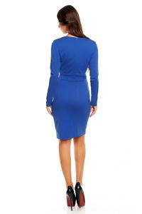 Blue Elegant Wrinkled Long Sleeves Knee Length Dress