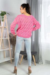 Openwork sweater with a V-neckline - Pink