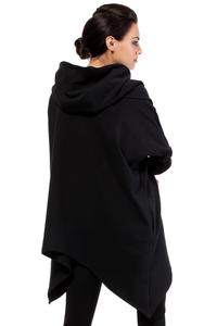 Black Oversized Asymetrical Hooded Blouse