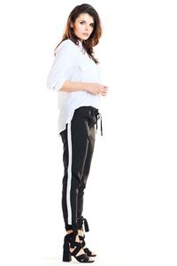 Black Casual Pants with Stripes