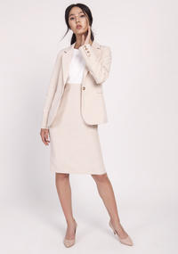 Beige Classic Jacket Fastened with One Button