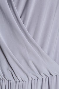 Wrap Around Sleeveless Grey Jumpsuit with Shirred Waist
