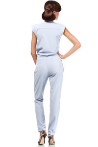 Light Blue Elegant V-Neckline Wrap Front Jumpsuit