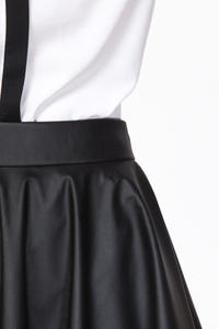 Black Delicate Pleats Flared Skirt