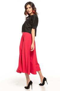 Raspberry Red Flared High Waist Skirt