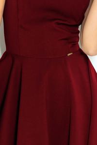 Maroon Elegant Dress Flared on Wide Straps