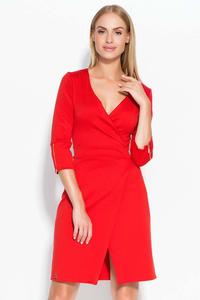 Red Deep V-Neckline Dress