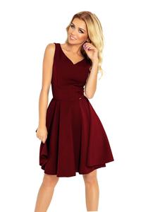 Maroon Elegant Dress Flared on Wide Straps