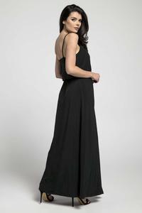 Airy Black Maxi Dress on Thin Straps with a Slit