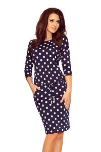 Navy Blue Sports Dress Drawn in Polka Dot