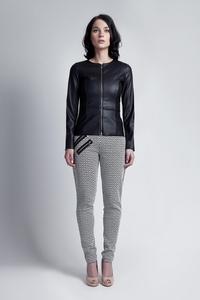 Black Eco-Leather Jacket with Zips