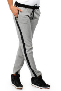 Flecked Grey Pants with Contrast Side Panels