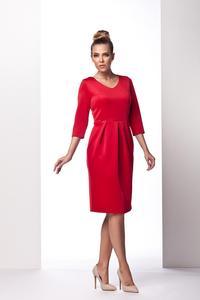 Red Knee Length 3/4 Sleeves Dress