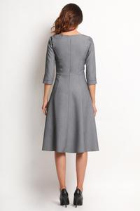 Grey Elegant Classic 3/4 Sleeves Midi Dress