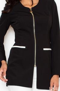 Black Golden Zipper Stylish Long Blazer