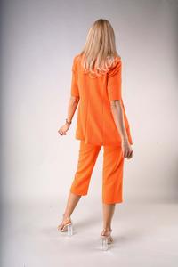 One Button Blazer with Short Sleeves - Orange