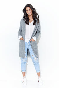 Gray Long Cardigan without Hood