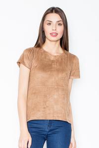 Brown Suede T-shirt with Zip at The Back