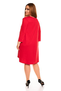 Red 3/4 Sleeves Swing Dress PLUS SIZE