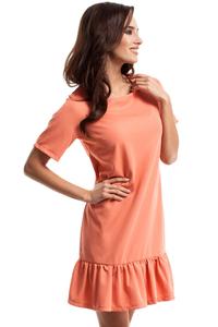 Coral Flared Mini Dress with a Frill