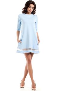 Light Blue Classic Flared Dress with Transparent Strap