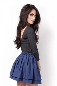 Blue Elastic Waist Firlled Mini Skirt