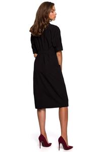 Black Belted Dress with Pockets