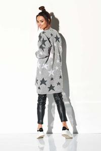 Light gray Cardigan without Fastening with Colorful Stars