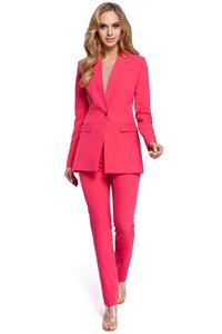 One Button Women Classic Blazer - Pink