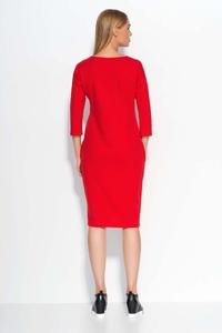 Red Casual Dress with Pockets