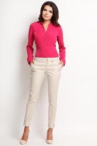 Pink Elegant Office Style Shirt with Buttons