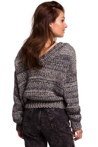 Multicolored Mélange V-neck Sweater - Gray