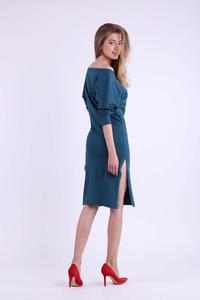 Green Fitted Midi Dress with Side Slits