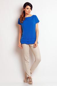 Blue Classic Short Sleeves Blouse