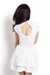 Ecru Mini Frilled Dress with Cut Out Back