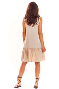 Beige Loose Sleeveless Frill Dress