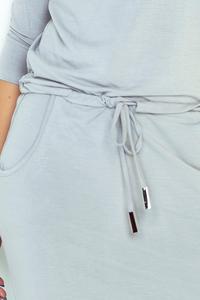 Cement Grey Casual Style Drawstring Waist Dress