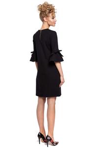Black Flared Dress with Bow on The Sleeves