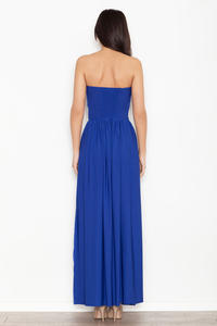 Blue Bandeau Maxi Dress with Side Slit