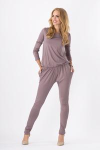 Cappuccino Comfortable Wrinkled Long Sleeves Jumpsuit