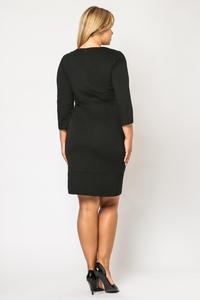 Black Classic 3/4 Sleeves Dress with Zips PLUS SIZE