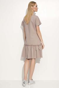Cappuccino Loose Cut Dress with a Frill