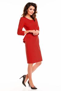 Red Midi Dress with Peplum