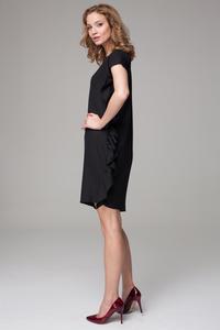 Black Simple Dress with Asymetrical Frill