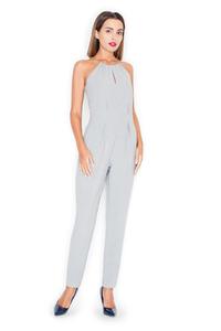 Grey Elegant Chain Halterneck Long Legs Jumpsuit