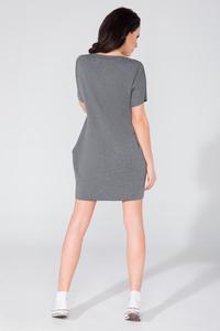 Grey Simple Mini Dress with Side Pockets