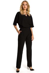 Black Elegant Jumpsuit with Short Sleeves