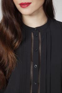 Black Classic Long Sleeves Shirt with Ajure Stripes