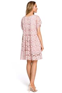 Pink Airy Lace Dress with a Mini Sleeve
