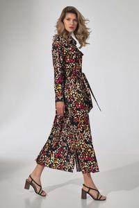 Floral Button Closure Belted Midi Dress